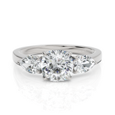 Threeling Solitaire Diamond Wedding Ring With Round Cut & Pear Cut Diamonds (1.50 CT. Round Cut)
