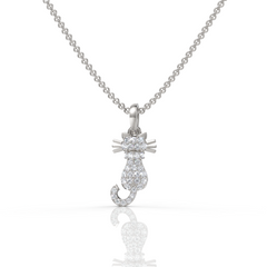 Exclusive Kitty Cat Diamond Pendant ( Neck Chain Is Not A Part Of The Product And Can Be Bought Separately )