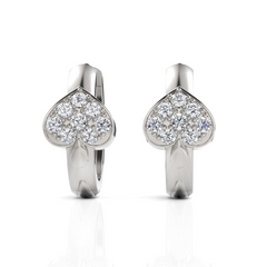 Love Mesh Heart Diamond Hoops Earrings