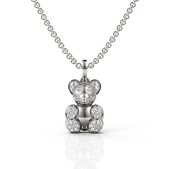 Exquisite Diamond Teddy Bear Pendant Necklace
