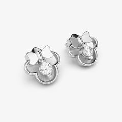 Butterfly and Circle Diamond Stud Earrings in White Gold – Playful and Elegant