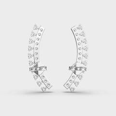 Diamond Cascading Hoop Earrings in White Gold – Sleek and Sophisticated