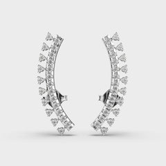 Diamond Cascading Hoop Earrings in White Gold – Sleek and Sophisticated