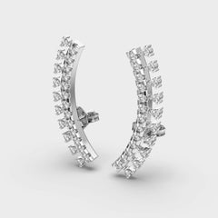 Diamond Cascading Hoop Earrings in White Gold – Sleek and Sophisticated