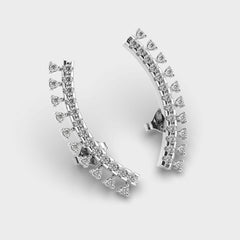 Diamond Cascading Hoop Earrings in White Gold – Sleek and Sophisticated
