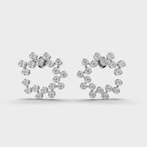Bezel-Set Diamond Cluster Circle Earrings in White Gold – Modern and Artistic