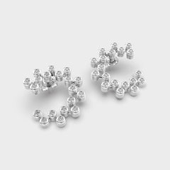 Bezel-Set Diamond Cluster Circle Earrings in White Gold – Modern and Artistic