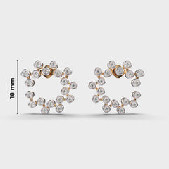Bezel-Set Diamond Cluster Circle Earrings in White Gold – Modern and Artistic