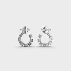 Curved Diamond Hoop Earrings with Mixed Cuts in White Gold – Elegant and Modern