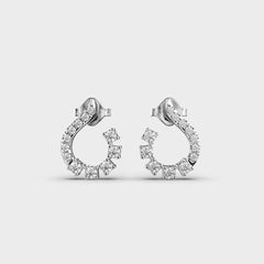 Curved Diamond Hoop Earrings with Mixed Cuts in White Gold – Elegant and Modern