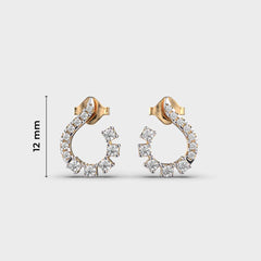 Curved Diamond Hoop Earrings with Mixed Cuts in White Gold – Elegant and Modern