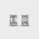 Emerald-Cut Diamond Stud Earrings in White Gold – Elegant and Timeless
