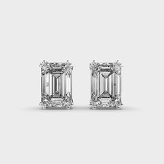 Emerald-Cut Diamond Stud Earrings in White Gold – Elegant and Timeless