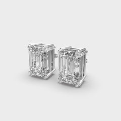 Emerald-Cut Diamond Stud Earrings in White Gold – Elegant and Timeless