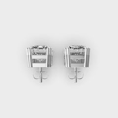 Emerald-Cut Diamond Stud Earrings in White Gold – Elegant and Timeless