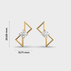 Geometric Diamond Stud Earrings in White Gold – Modern and Minimalist