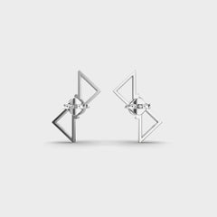 Geometric Diamond Stud Earrings in White Gold – Modern and Minimalist