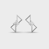 Geometric Diamond Stud Earrings in White Gold – Modern and Minimalist