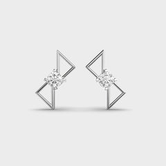 Geometric Diamond Stud Earrings in White Gold – Modern and Minimalist