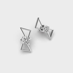 Geometric Diamond Stud Earrings in White Gold – Modern and Minimalist
