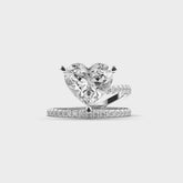 Heart-Shaped Diamond Ring | Gold Pavé Band with Prong-Set Center Stone | Fine Jewelry
