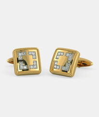 Elroy Yellow Gold Cufflinks With Round Cut Diamonds