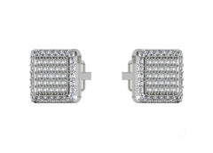 Square Halo Studded Cufflinks With Round Cut Diamonds (White Gold)