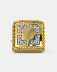 Elroy Yellow Gold Cufflinks With Round Cut Diamonds