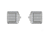 Square Halo Studded Cufflinks With Round Cut Diamonds (White Gold)