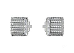 Square Halo Studded Cufflinks With Round Cut Diamonds (White Gold)