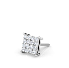 Striking Diamond Single Piece Ear Stud With Round Cut Diamonds For Men (White Gold)