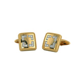 Elroy Yellow Gold Cufflinks With Round Cut Diamonds