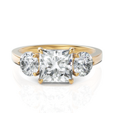 Princess Cut & Round Cut Three Stone Diamond Ring (1.50 CT. Princess Cut)