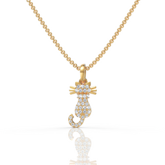 Exclusive Kitty Cat Diamond Pendant ( Neck Chain Is Not A Part Of The Product And Can Be Bought Separately )
