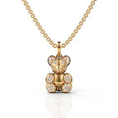 Exquisite Diamond Teddy Bear Pendant Necklace