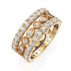 Glitter Round Cut Unique Bridal Eternity Ring Set