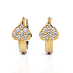 Love Mesh Heart Diamond Hoops Earrings