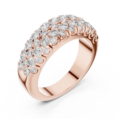 Gold Diamond Band – Triple Row Sparkle Ring