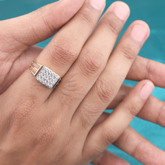 Gold-Plated Square Diamond Ring