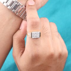 Gold-Plated Square Diamond Ring