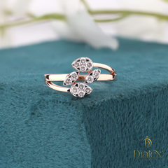 Floral Cluster Diamond Ring – Rose Gold & Silver Dual Tone