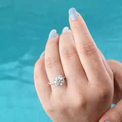 Classic Solitaire Diamond Ring – Gold Band with Pave Accents