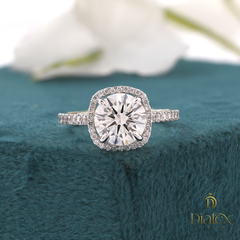Classic Solitaire Diamond Ring – Gold Band with Pave Accents