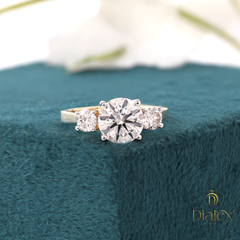Trio Sparkle Diamond Ring – Gold Band with Brilliant Cut Stones