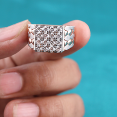 Gold-Plated Square Diamond Ring