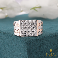 Gold-Plated Square Diamond Ring