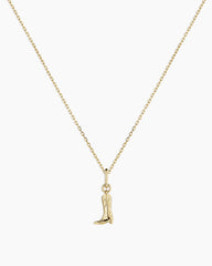 14k Gold Cowboy Boot Charm Necklace