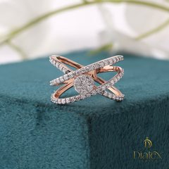 Rose Gold Criss-Cross Diamond Ring