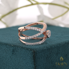 Rose Gold Criss-Cross Diamond Ring