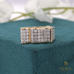 Yellow Gold Diamond Block Band Ring for Men